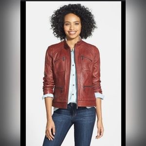 Bernardo Leather Jacket Brick Red PS